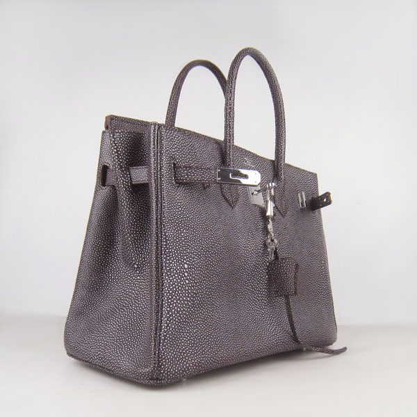 High Quality Fake Hermes Birkin 35CM Pearl Veins Leather Bag Dark Coffee 6089 - Click Image to Close